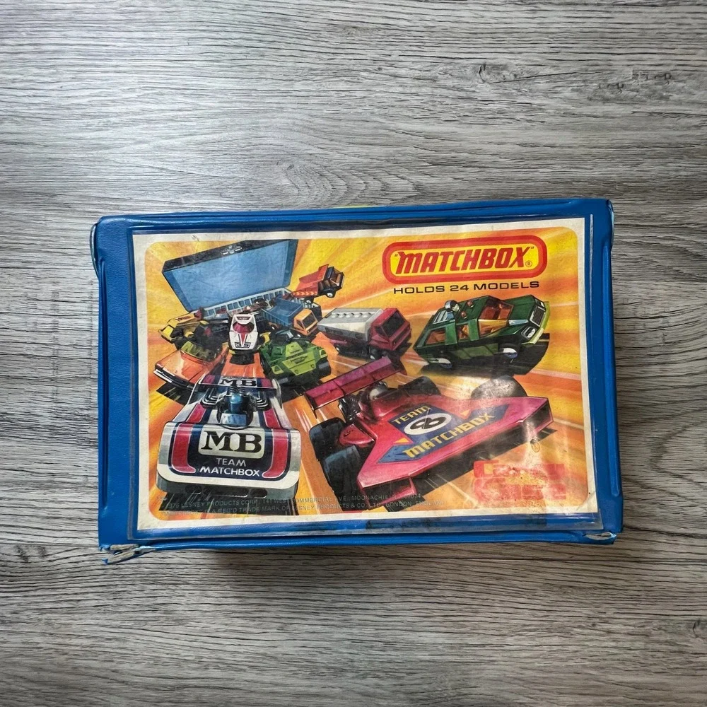 Matchbox Carry Case Kids OS Blue 1976 Vintage 24‎ Model Vinyl Storage Box Lesney